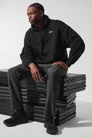 Alo black accolade no zip hoodie